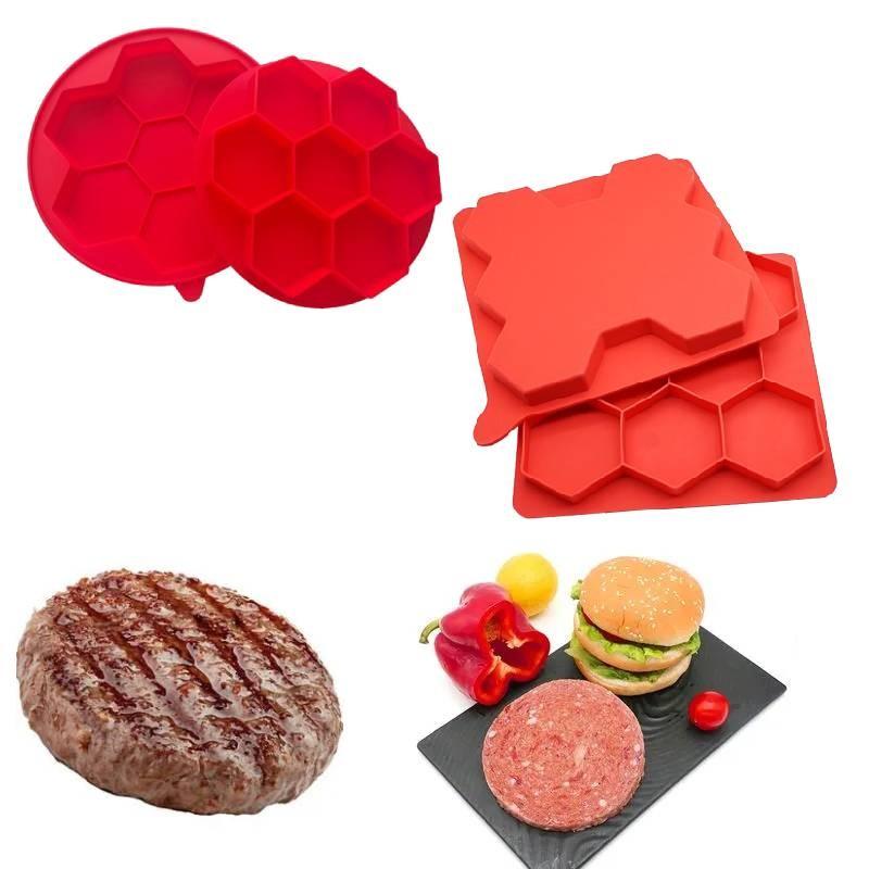 Versatile Eight Cavity Silicone Hamburger Patty Maker For Homemade Burger Delights