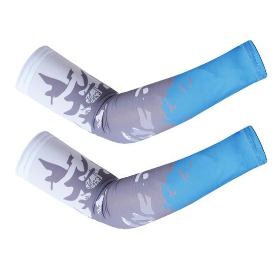 

1 пара літніх льодових шовкових нарукавників із захистом від ультрафіолетового сонця, дихаючих протиковзких еластичних чоловіків, жінок, велосипедних прогулянок на відкритому повітрі, риболовлі, довгого охолоджуючого чохла на руки One Size A синій