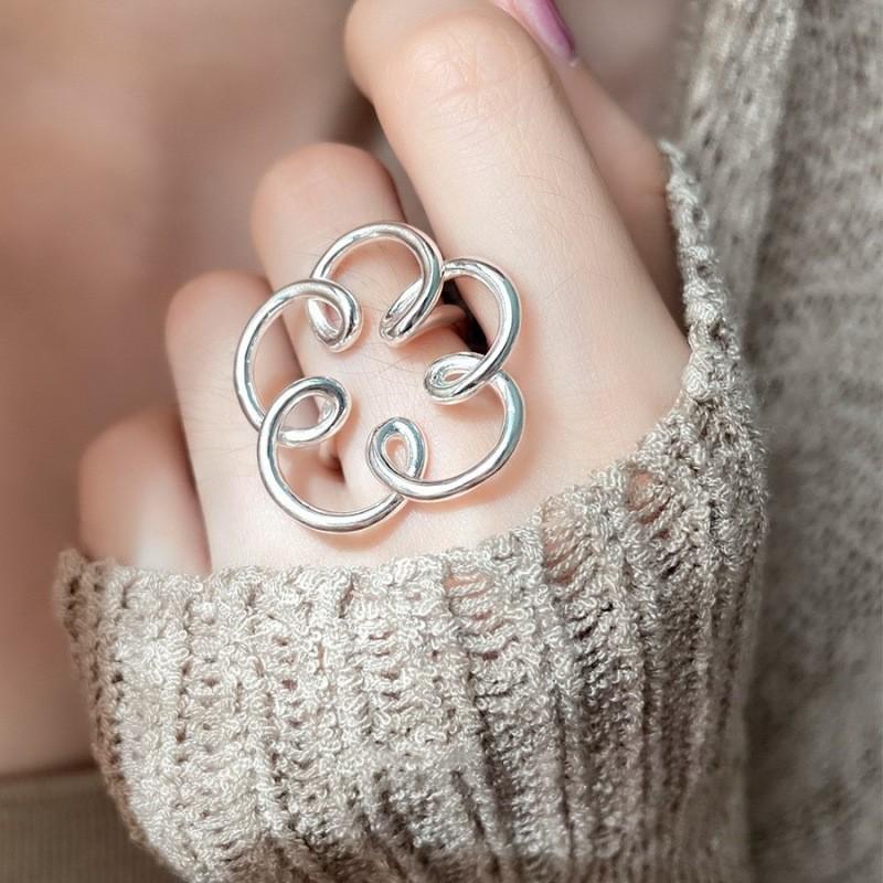 Fashionable Adjustable Open Flower Ring: Women's Sweet Bow, Niche Design for Index Finger