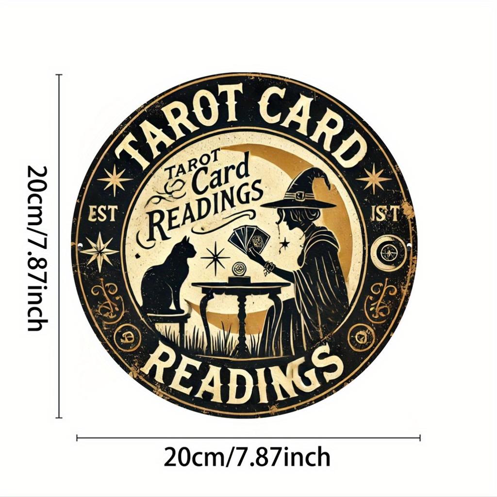 Cat Tarot Card Reading Metal Yard Sign Waterproof WeatherResistant Perfect for Halloween Decor