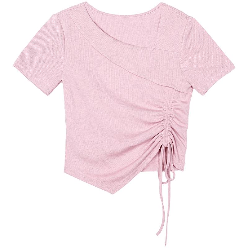 BETU Women's Drawstring Waist Short Sleeve T-Shirt