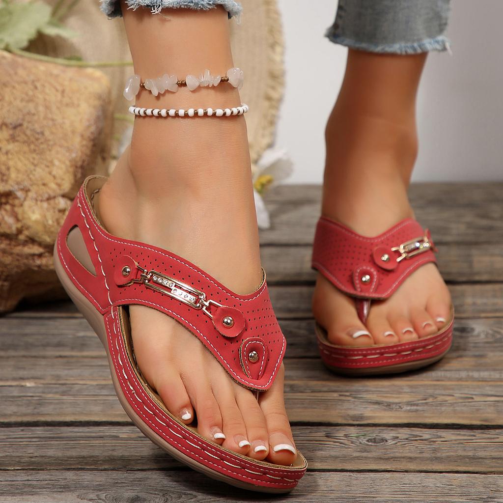 Infradito Retro da Donna con Supporto per l'Arco Plantare - Comodi Sandali Estivi a Infradito Slip-On