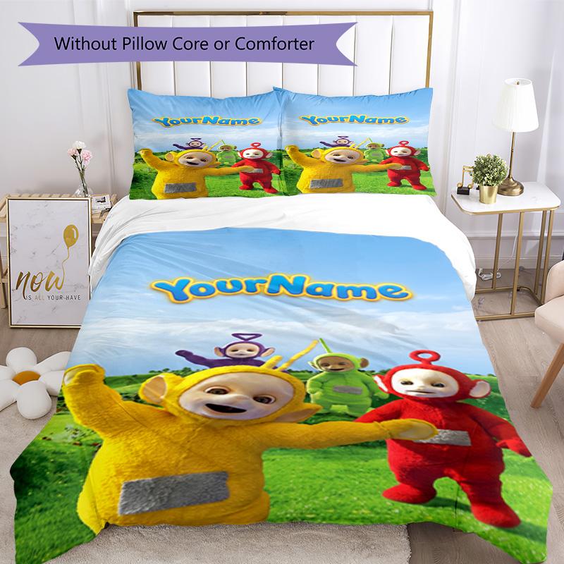 Teletubbies Customize your name Bedding Set Breathable Duvet Cover with Pillowcases Home Decoration Birthday Gift