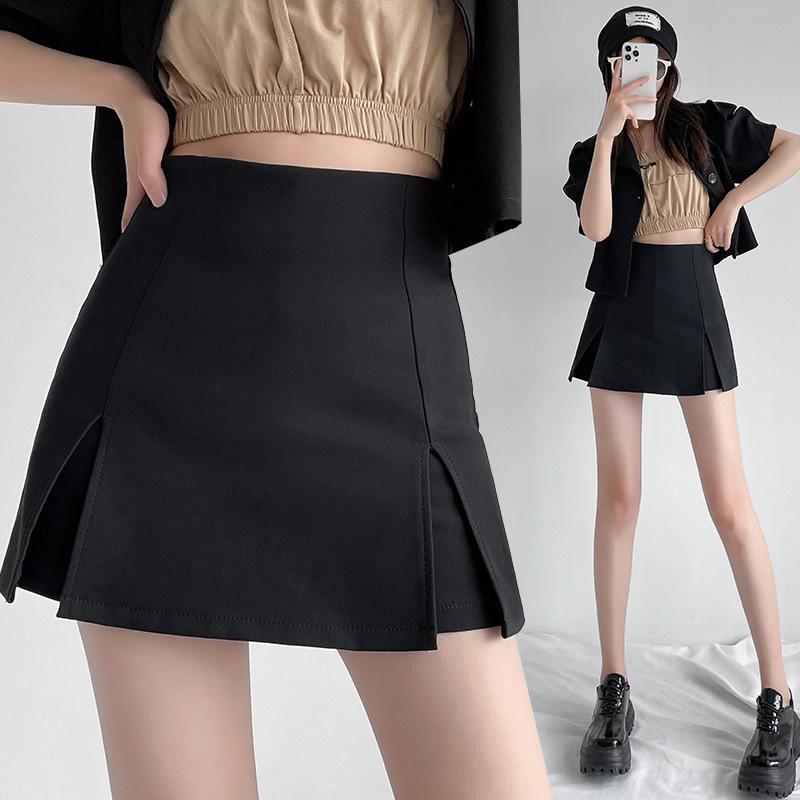 

Весна 2024 Женская миди-юбка А-силуэта с разрезом и высокой талией - Стройнящая и Универсальная XS чёрный