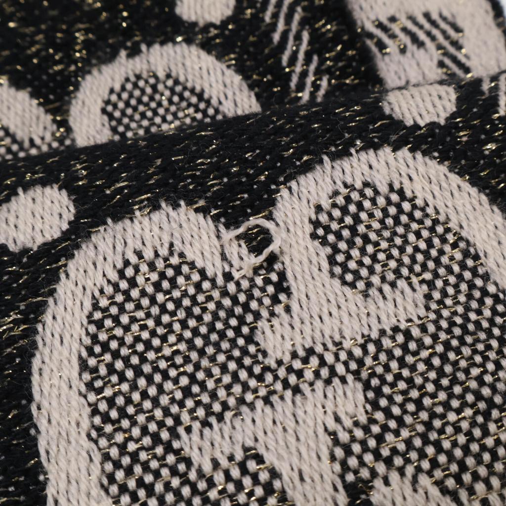 GUCCI 598993 GG glitter jacquard Scarf Black/Ivory/GoldUsed