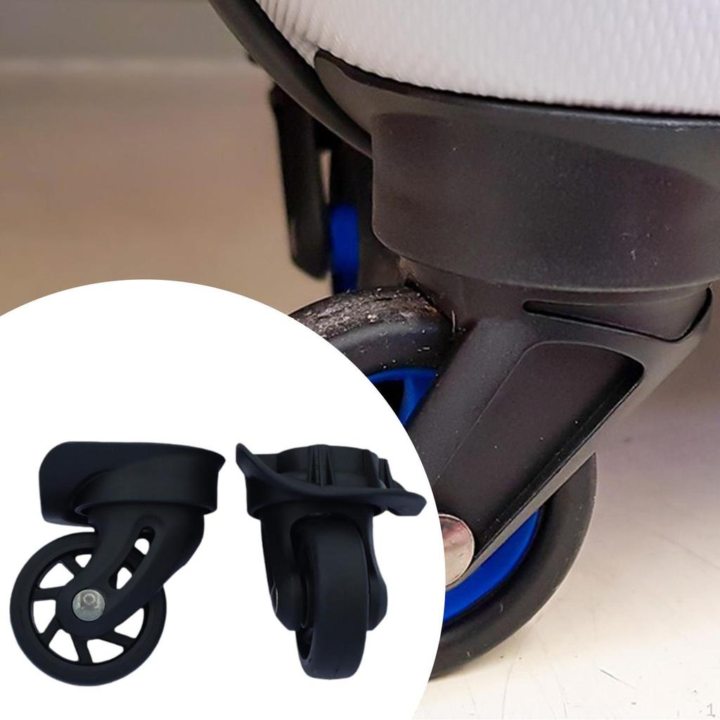 2 Pieces Luggage Replacement Wheels Quiet Repair Parts Convenient Installation Double Row Swivel