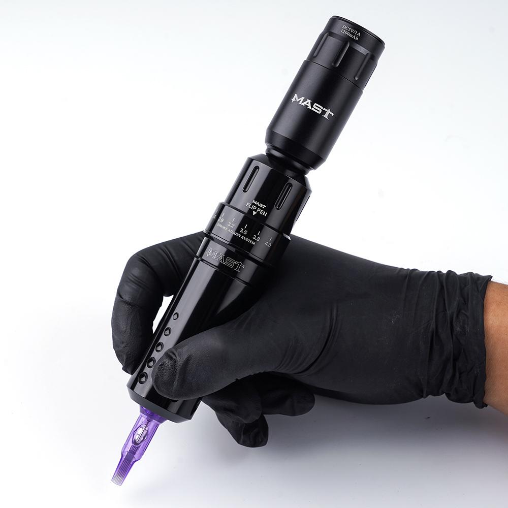 Mast Flip Rotary Tattoo Pen Machine with T1 Wireless Battery Tattoo Supplies