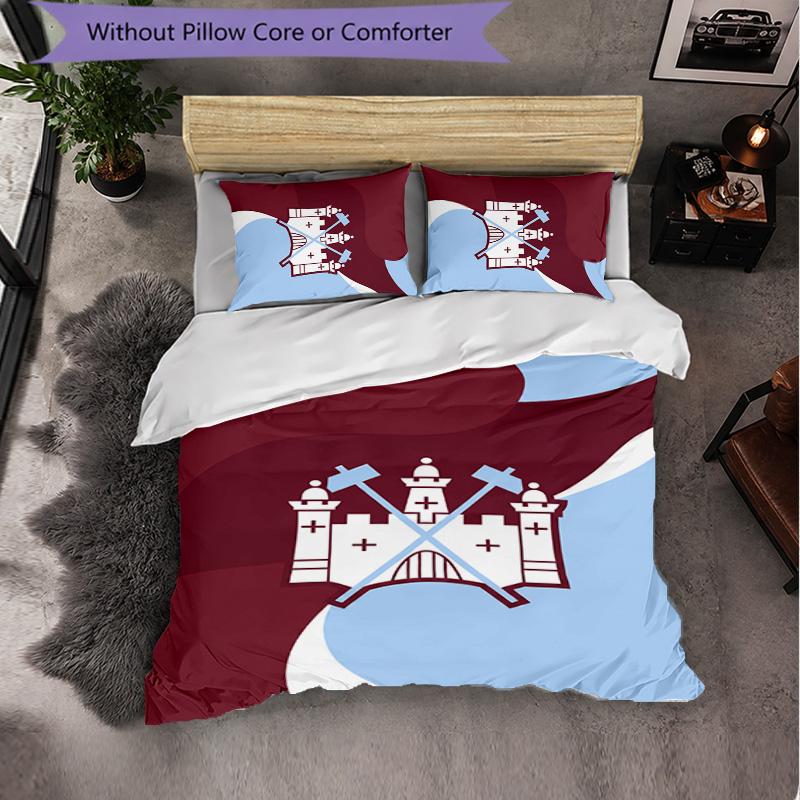 West Ham United Calcio Set Biancheria da Letto 3 Pezzi Morbido Set Copripiumino con Federe Set Decorazione Camera da Letto per la Casa