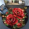 Red Roses Round Area Rug,Carpet Rug for Living Room Bedroom Sofa Playroom Decor,Non-slip Floor Mat