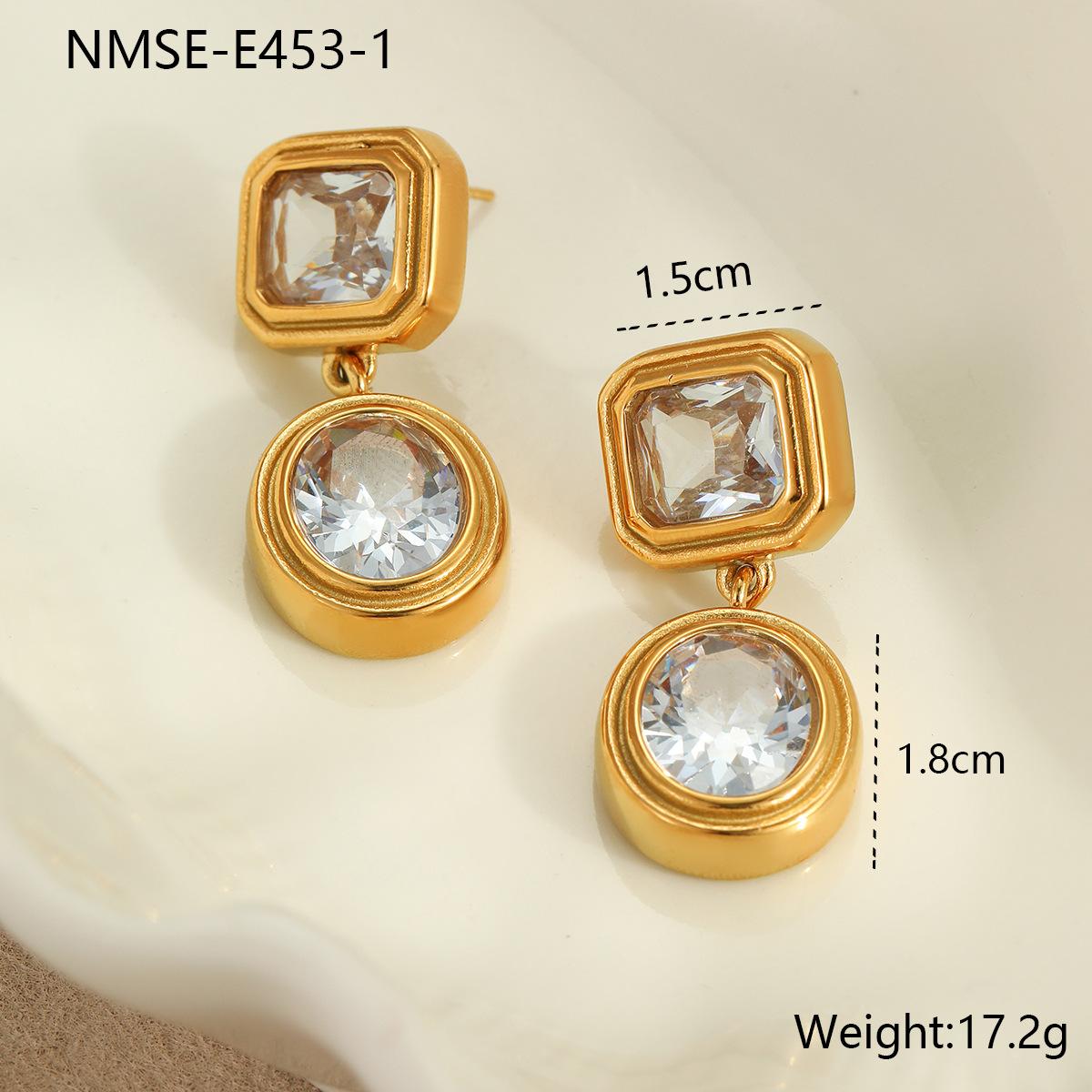 GEMCHIC Women s Vintage Green Zircon Drop Earrings Geometric Gold Plated Stainless Steel Fashion Jewelry 18K
