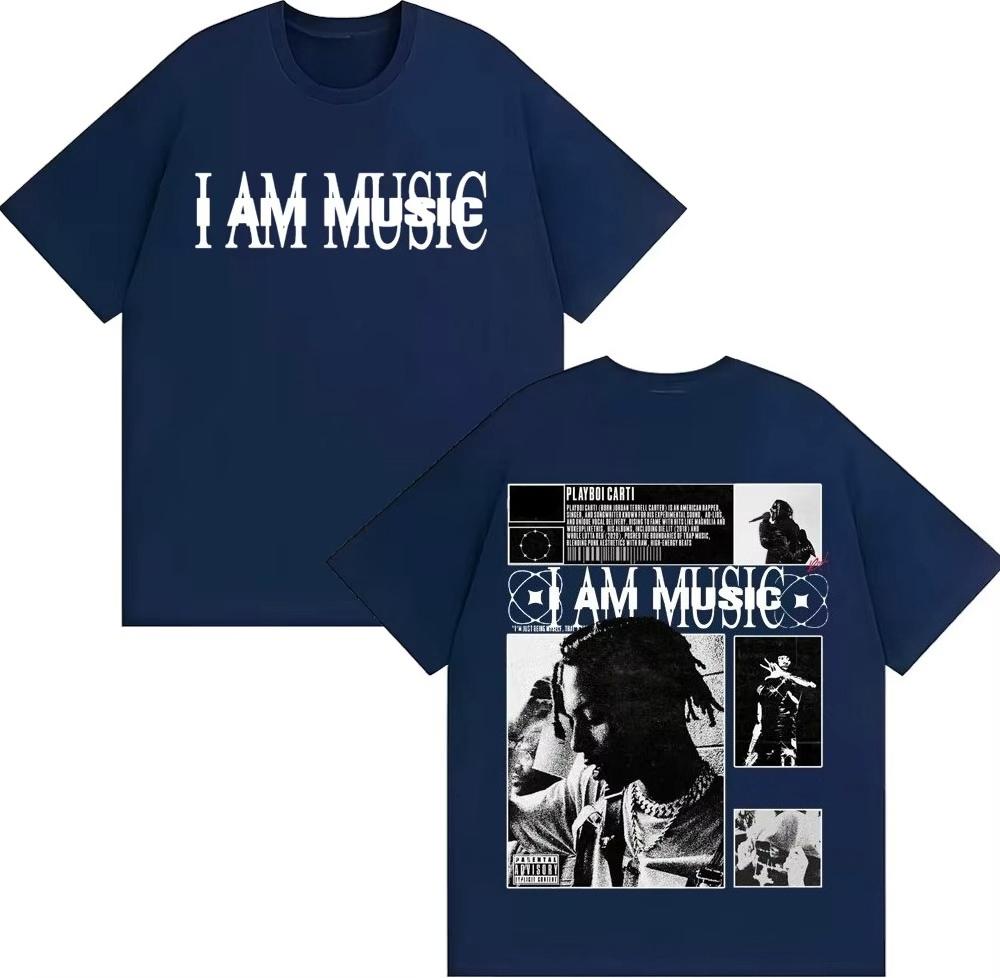 Rapper I AM MUSIC Album Logo T Shirts for Men Women Harajuku Hip Hop Casual Comfort 100% Cotton Autumn and Winter Innerwear
