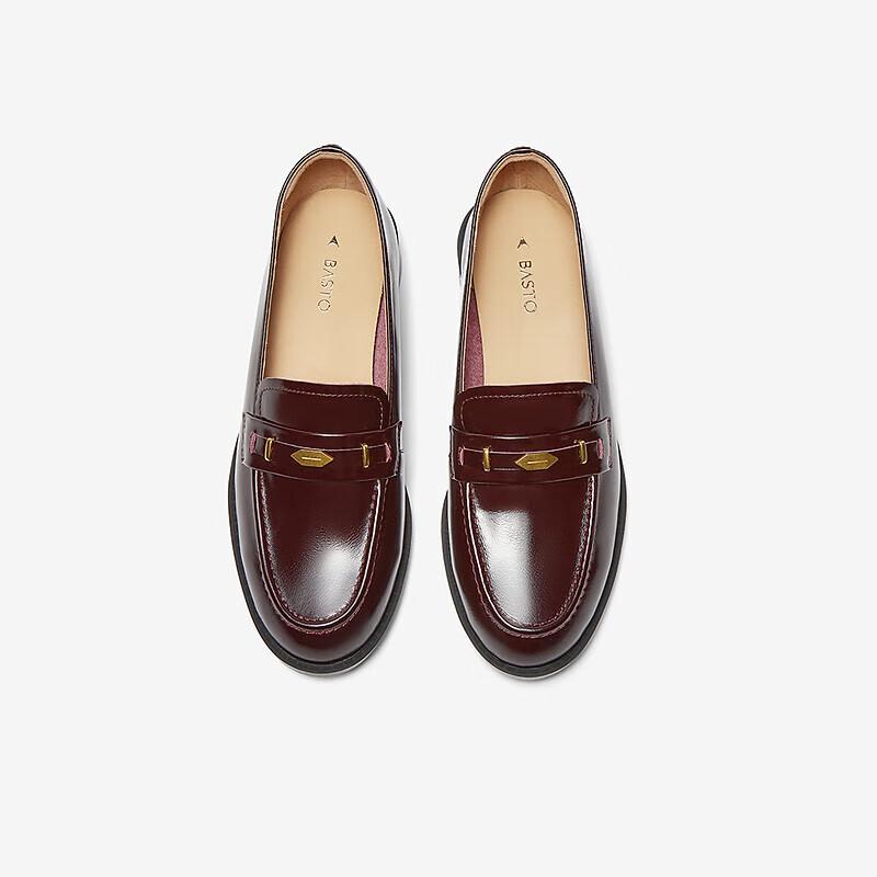 BASTO Women s Retro Commuter Chunky Heel Loafers 38