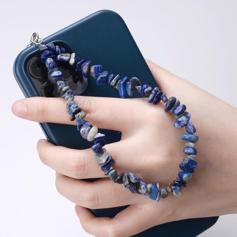 Creative Gravel Stone Mobile Phone Chain Women Girls Natural Bead Anti-Lost Fashion Jewelry Cellphone Strap Lanyard Hanging