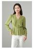 Design Sense Pinch Pleats Tucked Waist Slimming Shirt for Women