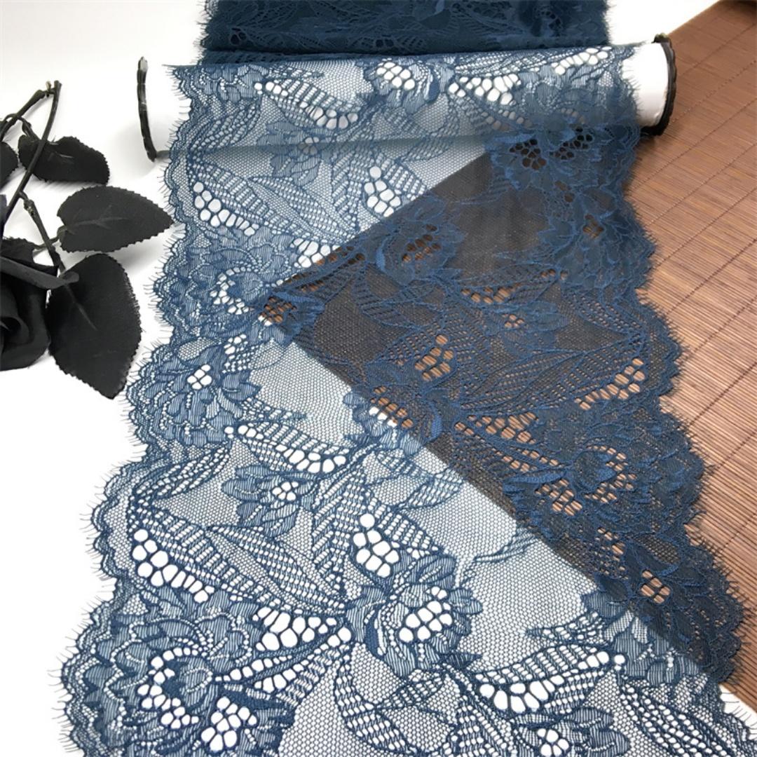 

Эластичное кружево-сетка для ресниц шириной 23 см для нижнего белья, бюстгальтеров, нижнего белья, шитья и рукоделия 1 meter x 23 cm озеро синий