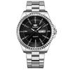 Herren Wasserdichte Doppelkalender Stahlarmband Quarz Armbanduhr Mode Business