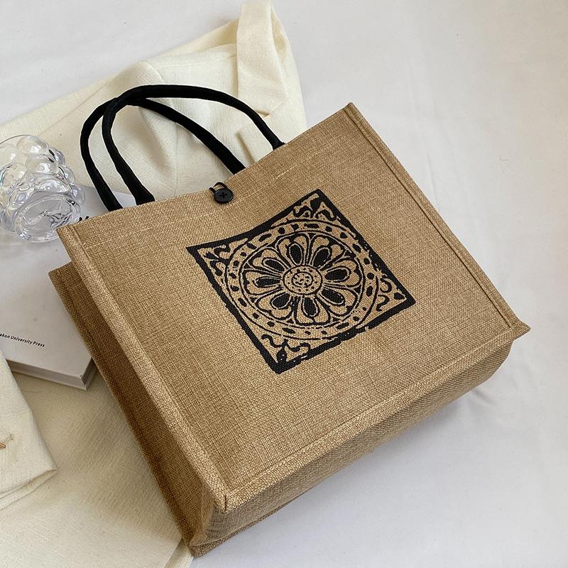 

Large capacity linen bag women s 2025 fashion linen handheld mommy bag student class shoulder tote