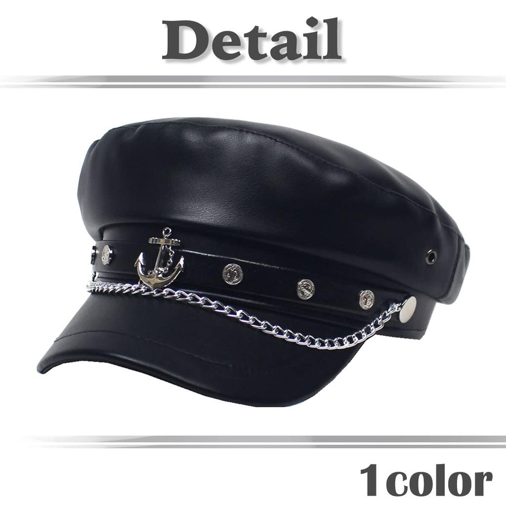 Casual CA609 [White Fang] Cap, Chain, Anchor, Plain, Hat, Scene, Cosplay, Design, Women's (Black)