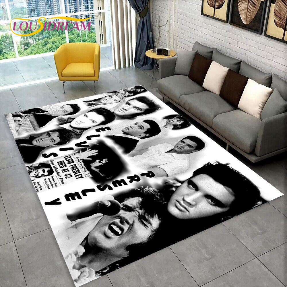 The King Elvis Presley Retro-Teppich, Teppich für Wohnzimmer, Schlafzimmer, Sofa, Fußmatte, Dekoration, Kinder spielen, rutschfeste Bodenmatte, 3D