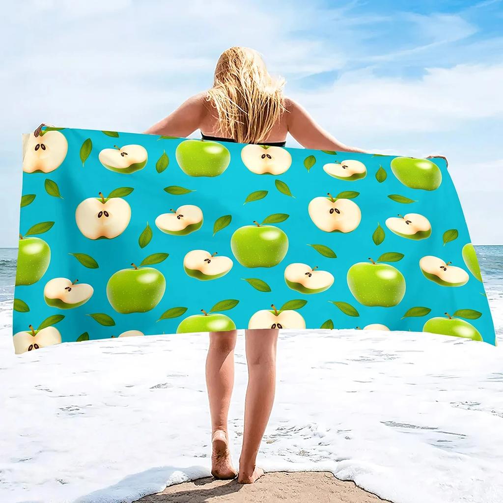 Cute Apple Beach Towel Microfiber Cartoon Fruit Bath Towel Quick Dry Sand Free Towels For Swimming Pool Beach Yoga Travel Sport