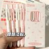 Light Pink Small Pudding Retractable Neutral Pen 0 5mm Black Ink Quick Dry For Students