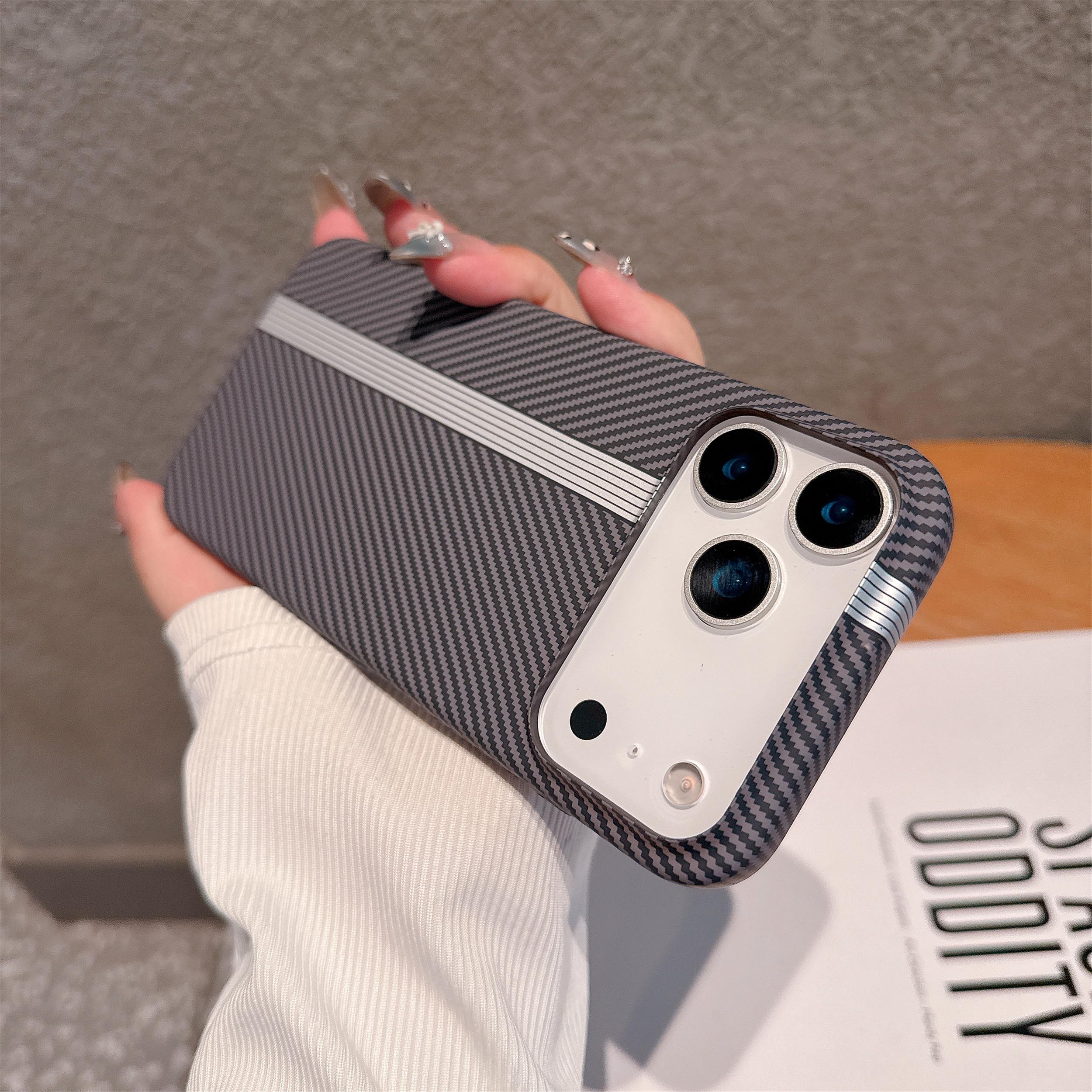

Пластиковий тонкий матовий чохол із текстурою вуглецевого волокна для iPhone 17 Air 16 15 14 13 12 11 Plus Pro Max, з єднаний колір, жорсткий бампер iPhone17 Pro