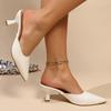 Nuovo Stile Pantofole a Rete Popolari Donna Nuove Scarpe Estive Donna Moda Ciabatte a Punta Tacchi a Spillo Mules Beige Scarpe Tacchi Alti