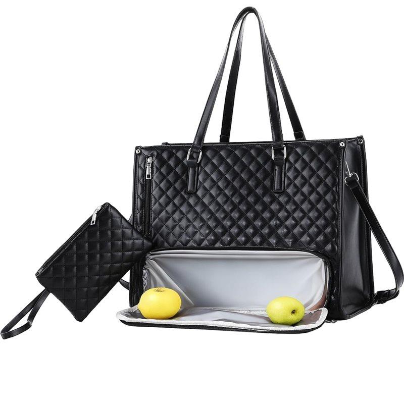 Tote Bag, 2025 Geüpgraded 3-in-1 Voor-Voor Lunch Tote Bag Met Geïsoleerd Lunchvak, Capaciteit voor 15,6 Inch Laptop