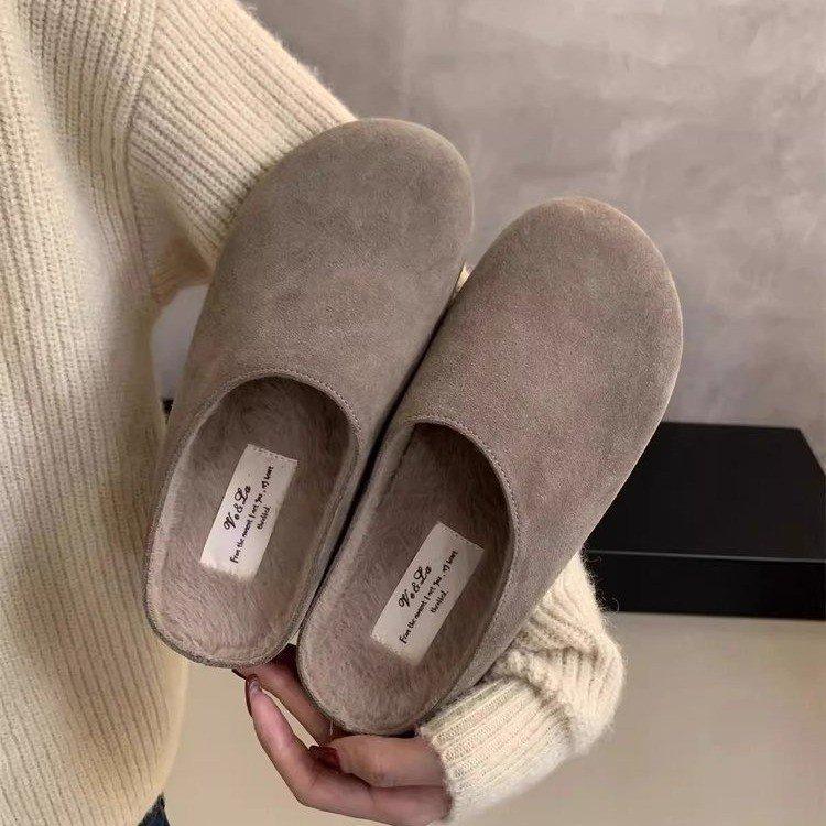 2024 Autumn New Soft Bottom Casual Versatile with Skirt semi-French Retro Bag Head Slippers Women