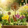 Rusty Finish Dandelion Garden Art Rustic Metal Stake