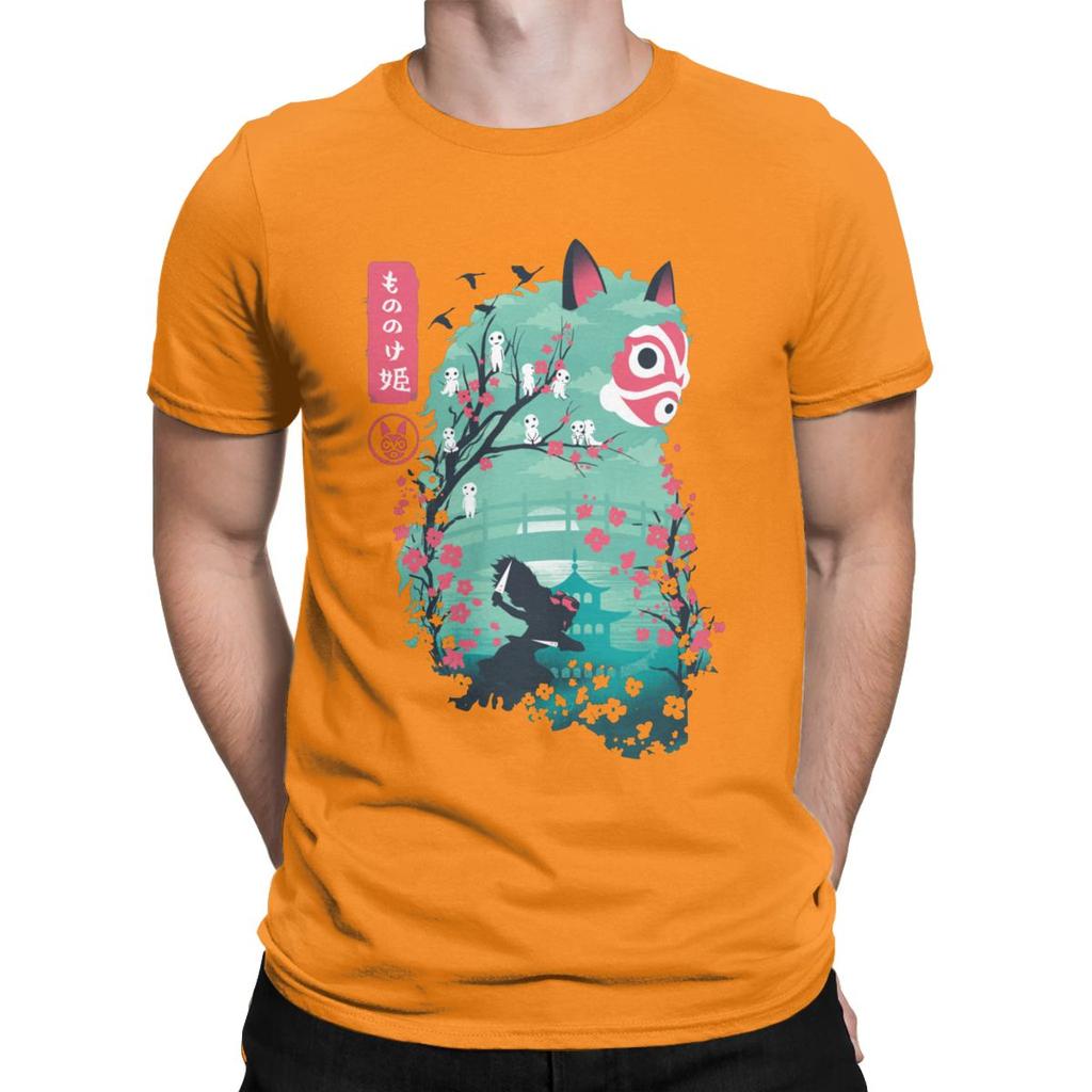Men S Japanese Ukiyo E Princess Mononoke Classic T Shirt Ghibli Cotton Clothing Novelty Short Sleeve