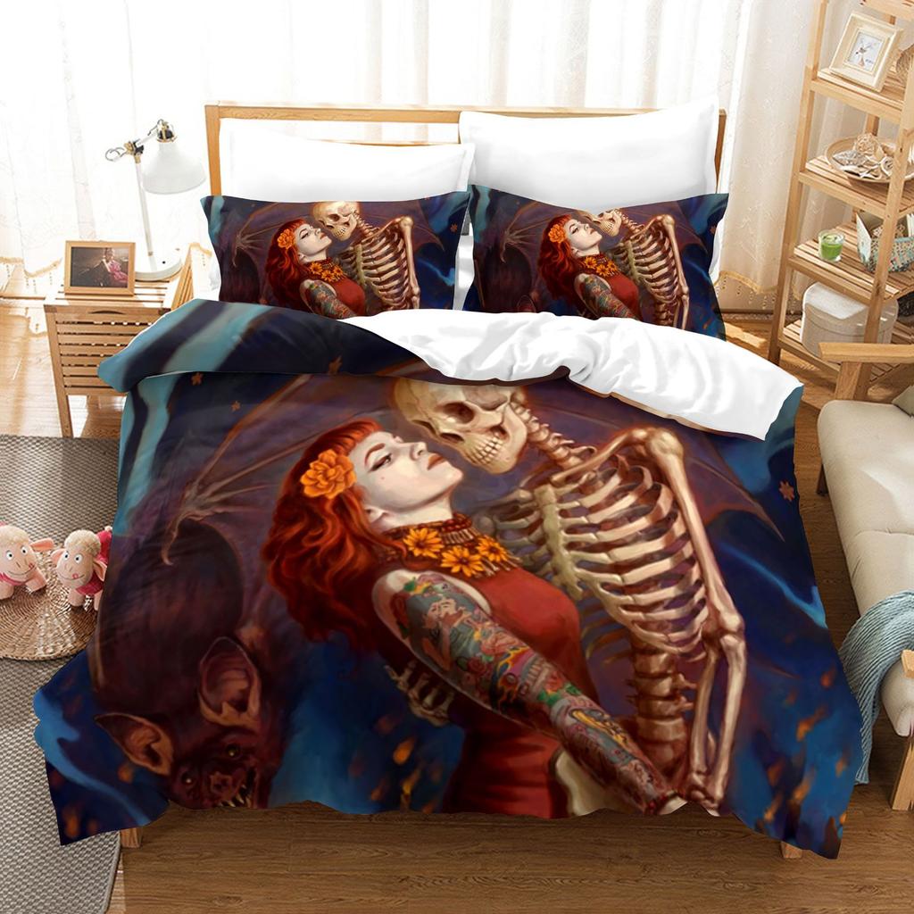 3D Digital Printing Quilt Set Three-Piece Skeleton