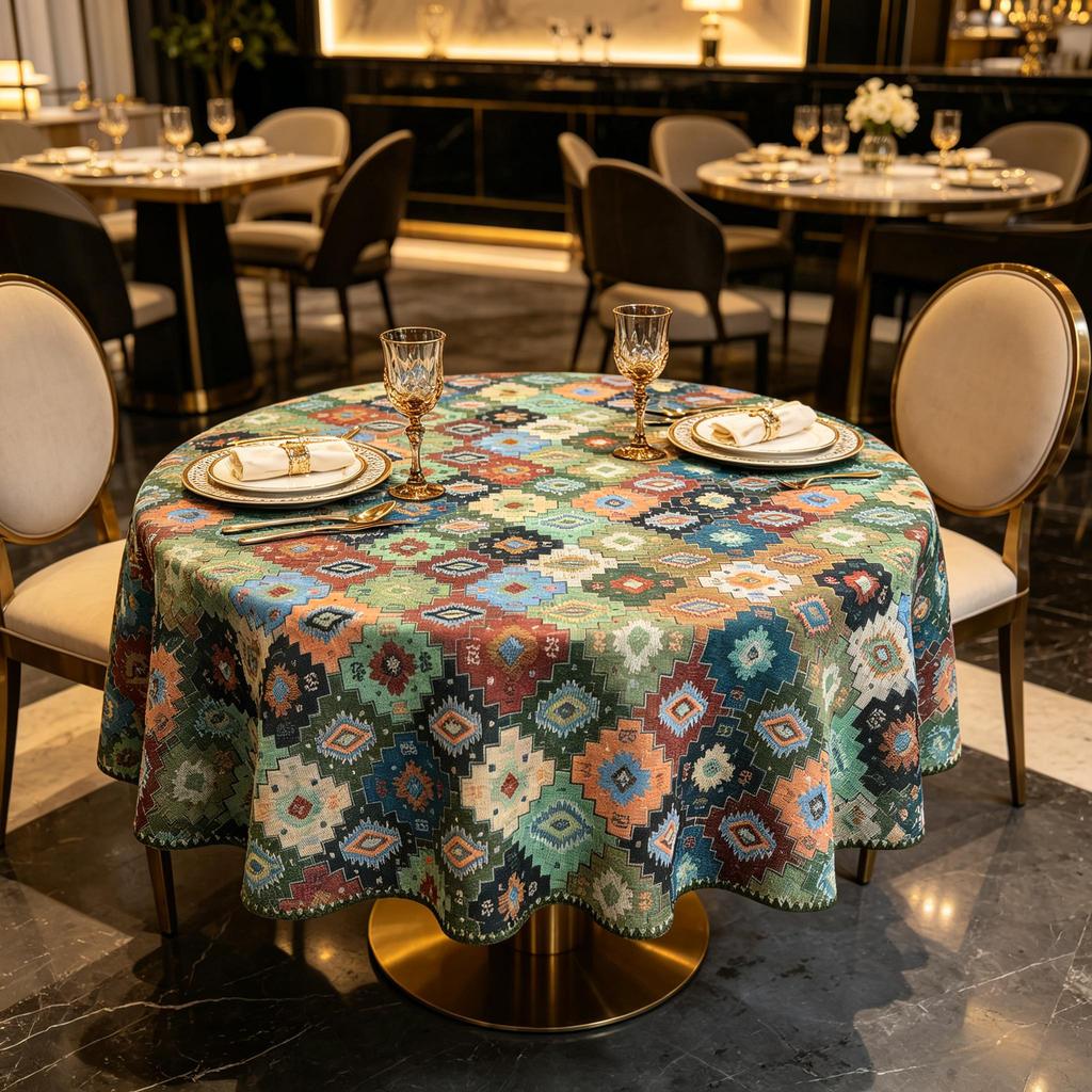 Dining Kitchen Party Event Family Gathering Small Round Cotton Tablecloth