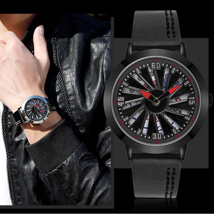 Sanda 1045 Mahjong Rotating Leather Strap Men's Creative Wristwatch