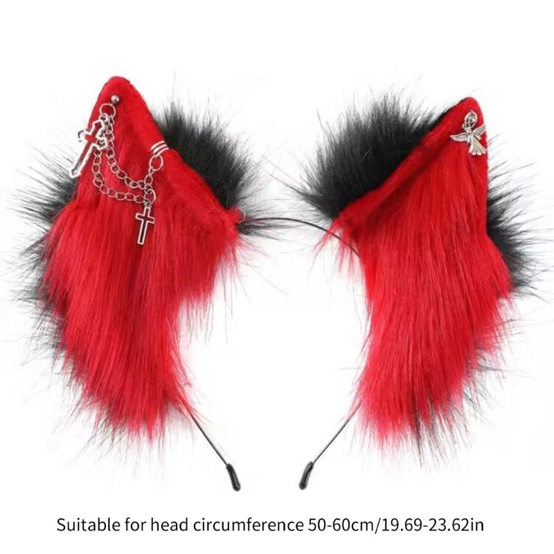 Wolfsohren Kätzchen Handgemacht Tier Fellig Katzen Stirnbänder Haarreif für Live-Show