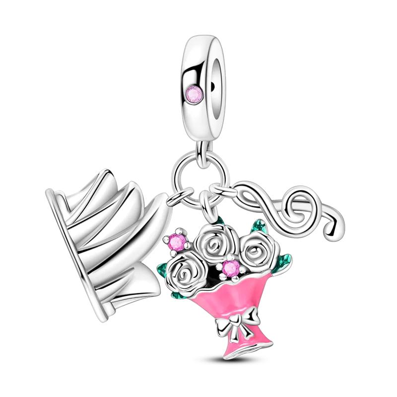 Copper Metal Pink Color Love Color Flower Colorful Drawing Board Pendant Bead Components Camera Charm Bead Components Bead Component Compatible With