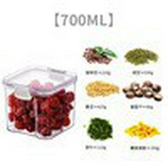 Floral Tea Box: Airtight 460ml Plastic Container with Four Compartments for Fresh, Food-Grade Storage.