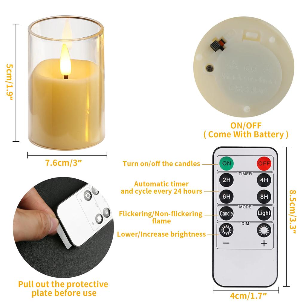 6/12 Pack Flickering Flameless LED Candles with 2/4/6/8H Timer Remote Battery Operated Small Pillar & Votive Candle Home Decor