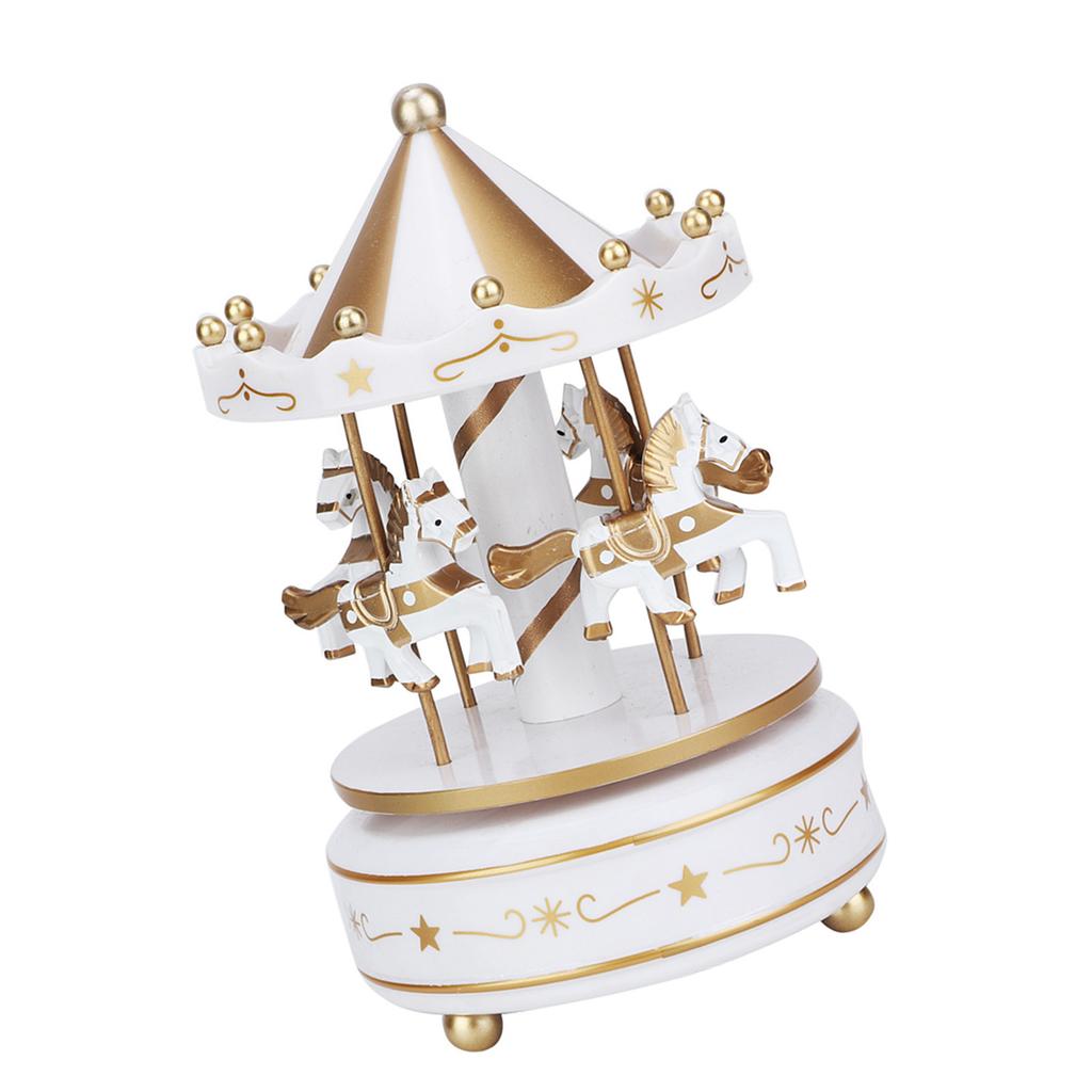 Merry GO Round Music Box Carousel Gift Christmas Wedding Birthday Gift Decor White