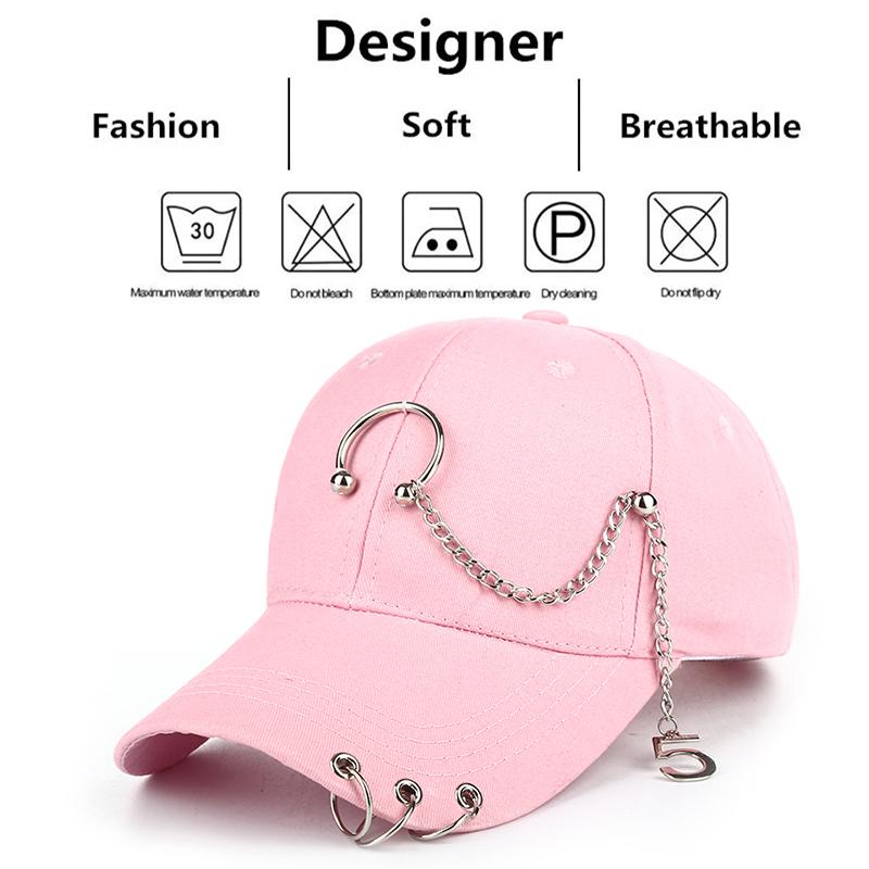 Women's Fashion Chain Hip Hop Baseball Hat Street Decoration Hat Adjustable Sunshade Hat Korean Edition Trendy Cowboy Hat
