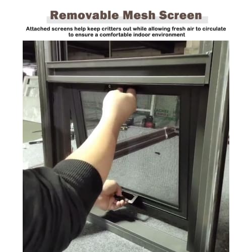 Aluminum Sash Window with Frame, Replacement Window for Home Basement Garage, Black Sliding Window with Bottom Slope, Commercial Upward Sliding Window