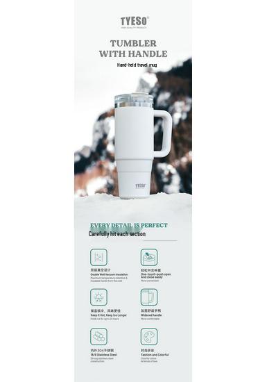 Taishuo Große Kapazität 304 Edelstahl Isolierter Kaffeebecher mit Strohhalm und Autohalterung