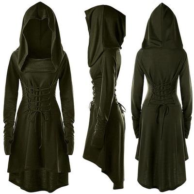 Rochie cu glugă Cosplay pentru femei Hanooare cu mânecă lungă Rochie cu glugă cu glugă Rochie pentru doamne Fusta de lungime mijlocie