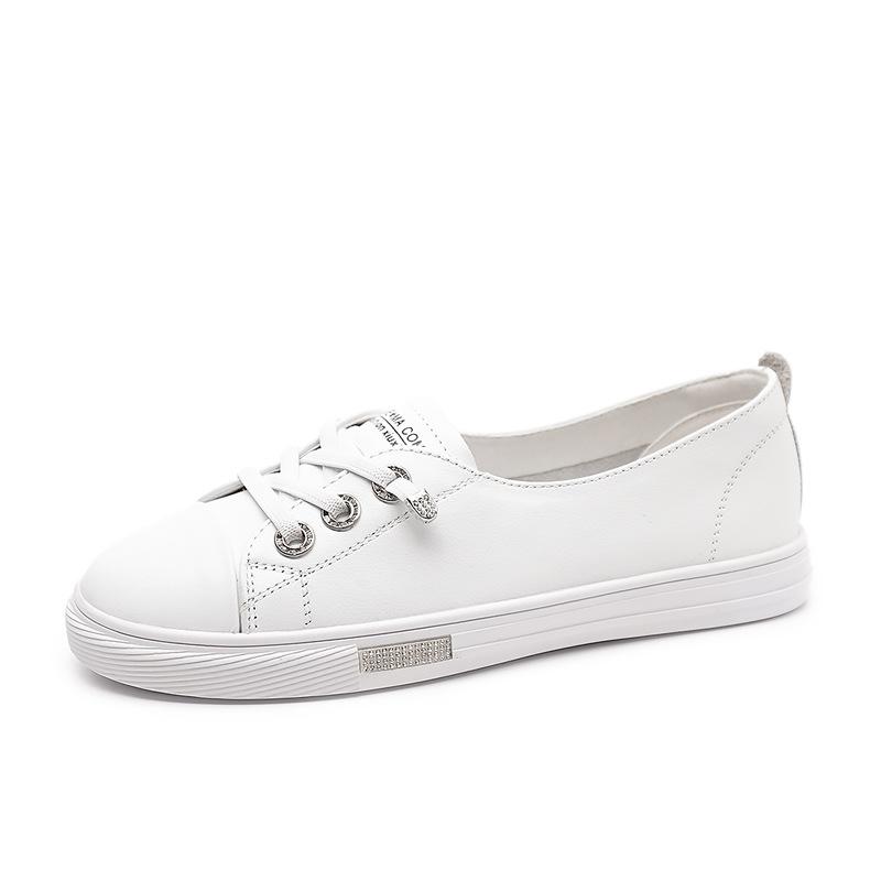 [Quality] One-pedal Little White Shoes for Women's Spring and Summer Thin New Leather Breathable Casual Shallow Mouth