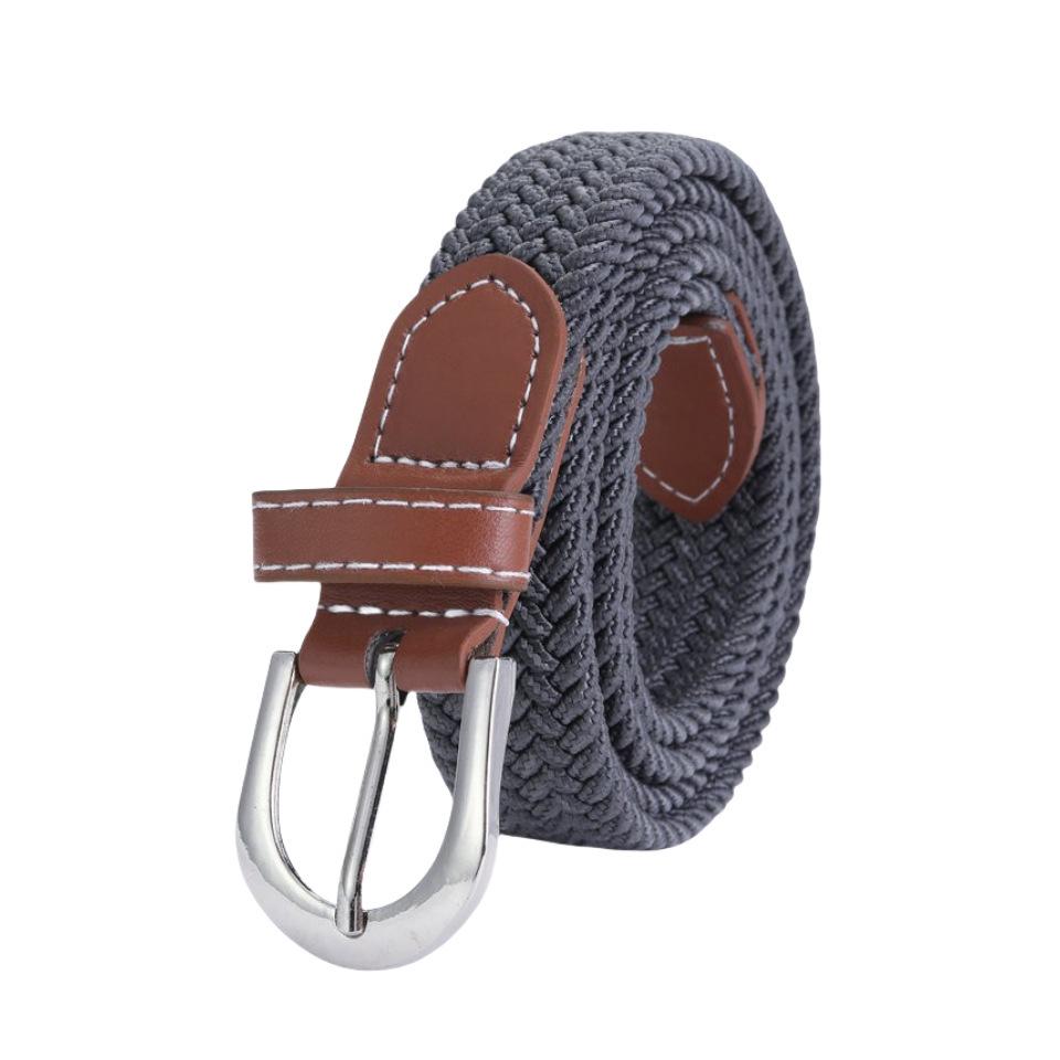 Solid Color Ladies' Elastic Woven Canvas Belt with Pin Buckle