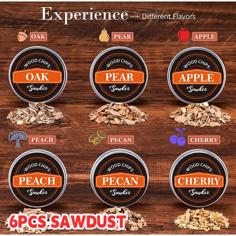 Premium Whiskey Cocktail Räucherset mit 6 Dosen Holzchips für Bar-Drinks, Küche, Barkeeper-Werkzeugset, Kreative Trinkgeschenke