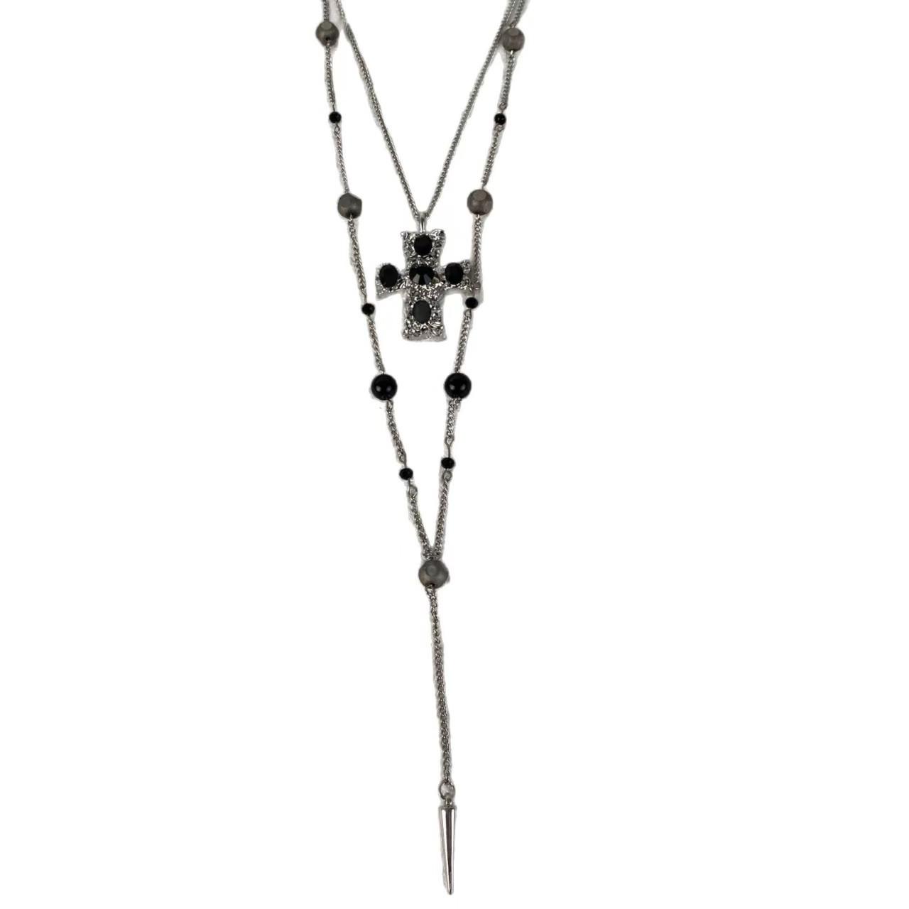 Dark Sweet Cool Double Layer Stacked Cross Necklace Creative Cool Spice Girl Collarbone Chain Niche Light Luxury Girl Necklace