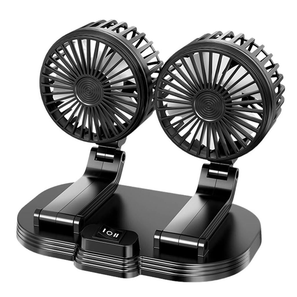 Car Fan Portable Two Head Electric Vehicle Mounted USB,360° Rotation Vehicle Fan 2 Speeds Strong Wind Circulation Fan Portable Electric Fan For Dashbo