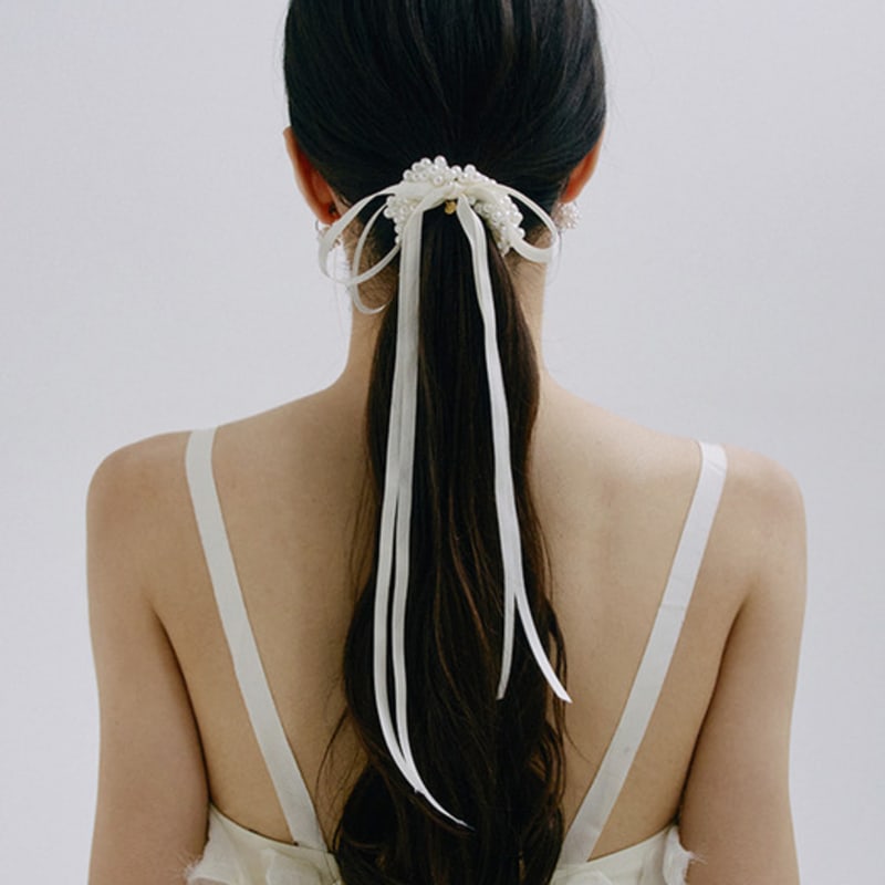 HAS HTY005 Elfenbeinperlmutt Haargummi