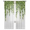 Spring Plant Leaves Rattan Wood Grain Tulle Sheer Curtains For Living Room Bedroom Kitchen For Windows Voile Drapes Home Decor
